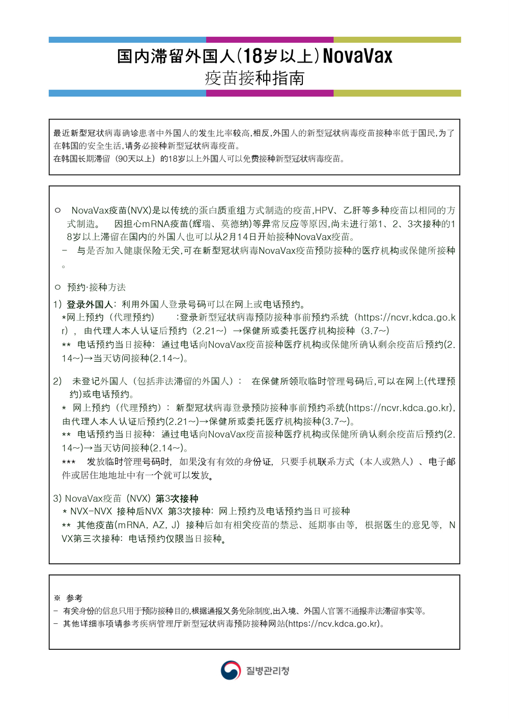 国内滞留外国人(18岁以上) NovaVax 疫苗接种指南